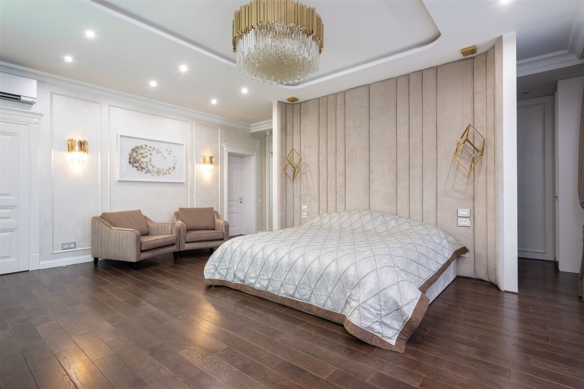 Luxurious modern hotel bedroom interior